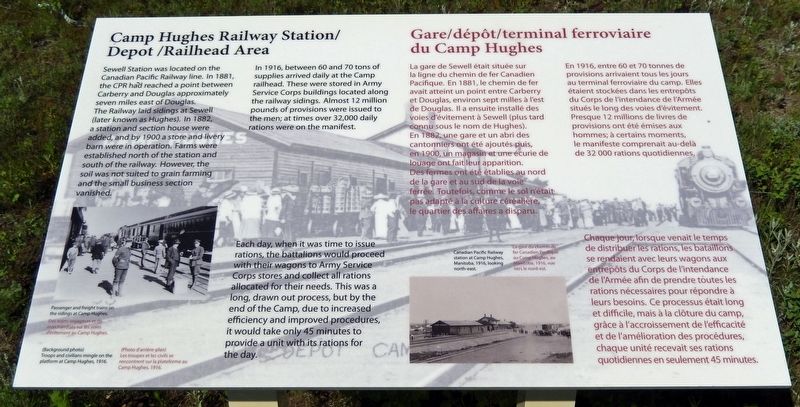 Camp Hughes Railway Station / Depot / Railhead Area Marker image. Click for full size.