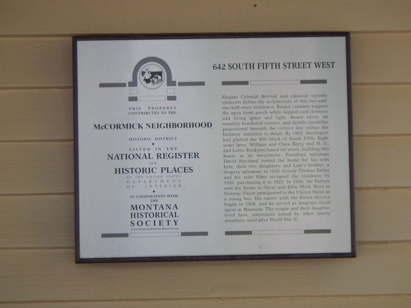642 South Fifth Street Marker image. Click for full size.