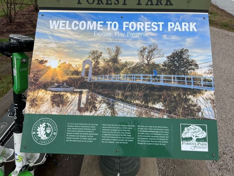 Welcome to Forest Park Marker. Click for full size. Welcome to Forest Park Marker image. Click for full size.