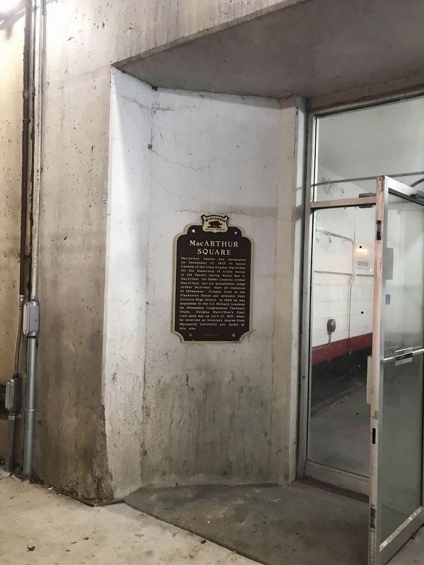 Re-installed MacArthur Square Marker at the east wall of the North 9th Street tunnel image. Click for full size.