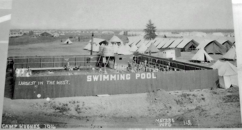 Marker detail: Swimming Pool / La piscine • 1916 image. Click for full size.