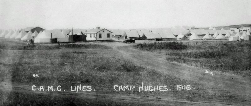 Marker detail: Camp Hughes, 1916 image. Click for full size.