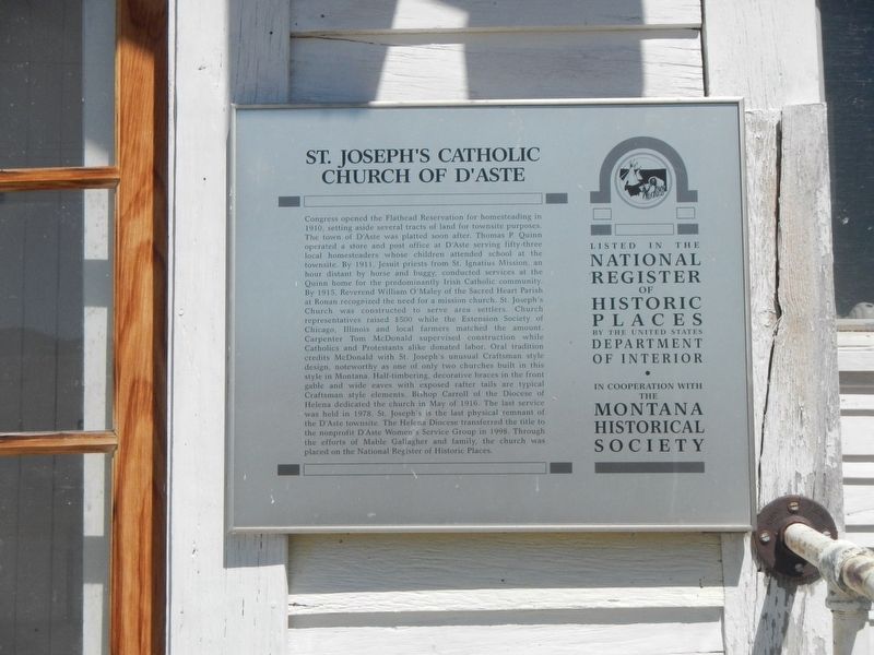 St. Joseph's Catholic Church of D'Aste Marker image. Click for full size.