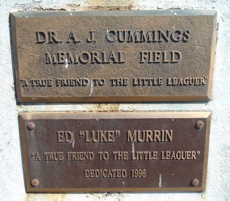 Dr. A. J. Cummings Memorial Field and Ed "Luke" Murrin Markers image. Click for full size.