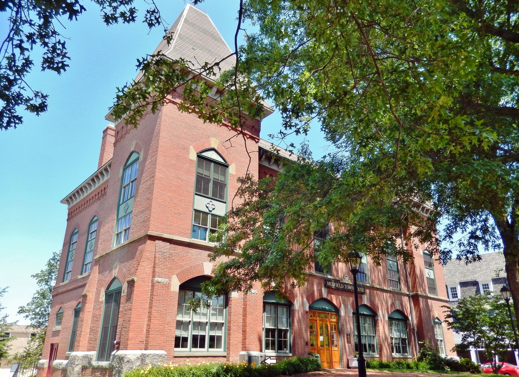 Medfield Town Hall (<i>southwest/front elevation</i>). Click for full size. Medfield Town Hall (<i>southwest/front elevation</i>) image. Click for full size.