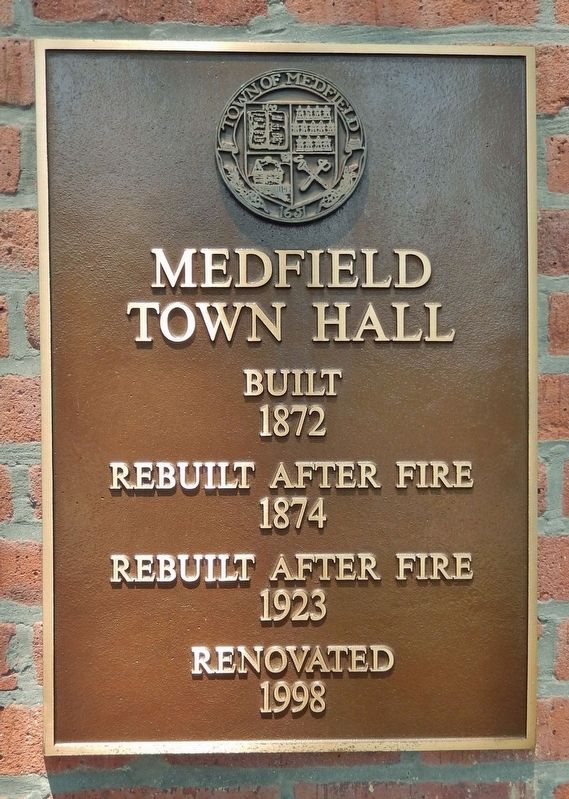 Medfield Town Hall Marker image. Click for full size.