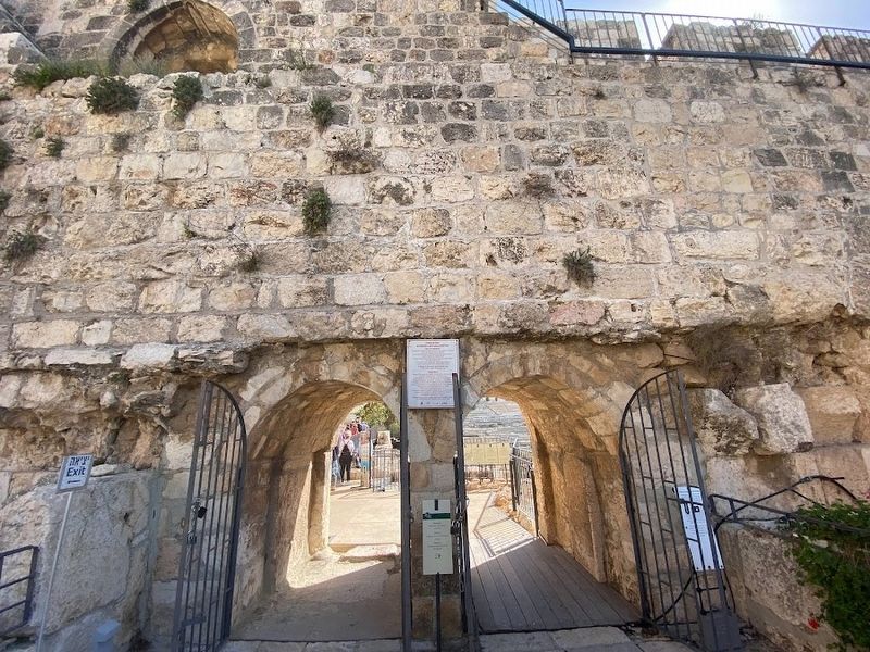 Remains of the east wall of the Umayyad Palace Marker image. Click for full size.
