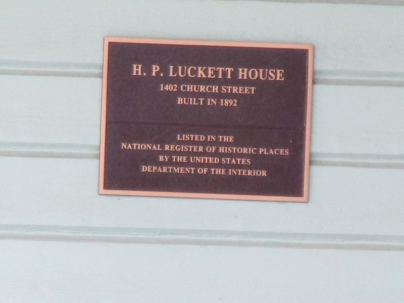 H. P. Luckett House NRHP plaque image. Click for full size.