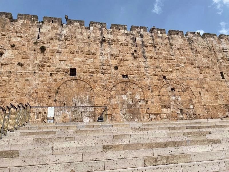 The Eastern Huldah Gate - photo showing the walled up triple gate image. Click for full size.