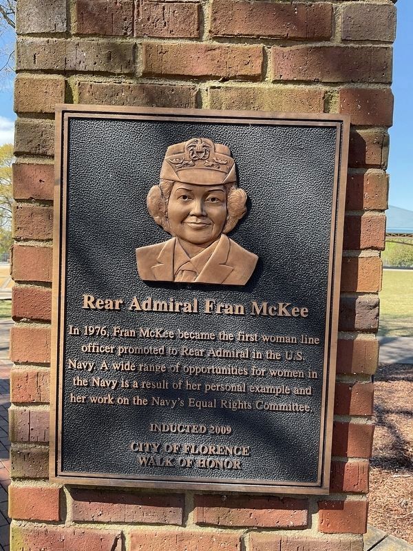 Rear Admiral Fran McKee Marker. Click for full size. Rear Admiral Fran McKee Marker image. Click for full size.