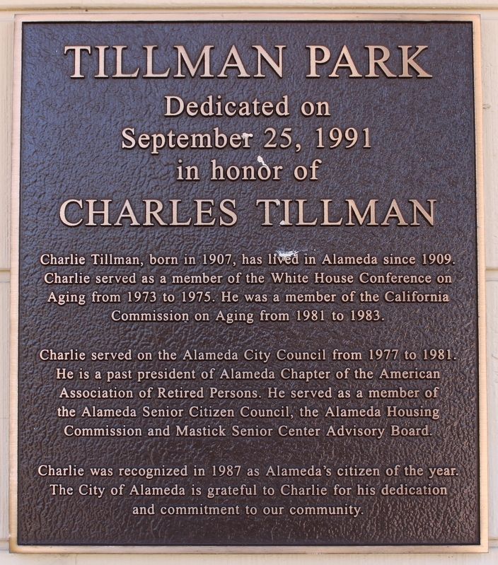 Tillman Park Marker. Click for full size. Tillman Park Marker image. Click for full size.