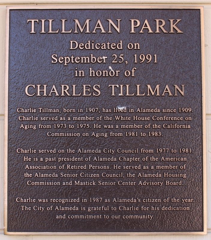 Tillman Park Marker image. Click for full size.