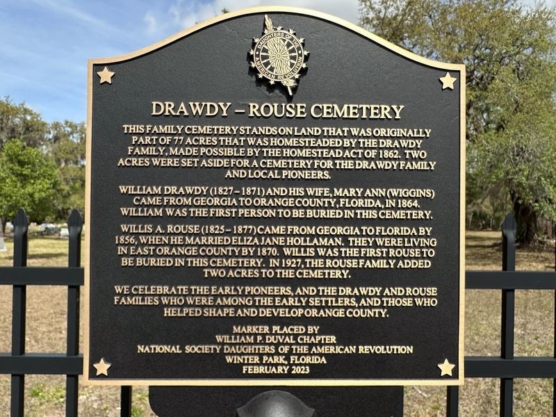 Drawdy-Rouse Cemetery Marker. Click for full size. Drawdy-Rouse Cemetery Marker image. Click for full size.