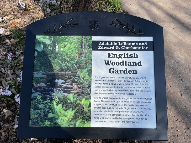 Adelaide LeBaume and Edward G. Cherbonnier English Woodland Garden Marker. Click for full size. Adelaide LeBaume and Edward G. Cherbonnier English Woodland Garden Marker image. Click for full size.