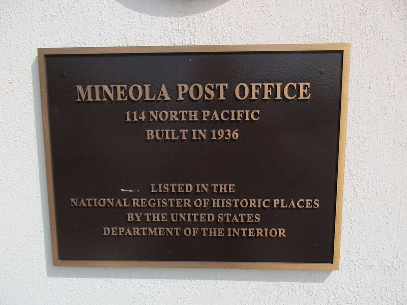 Mineola Post Office National Register of Historic Places Marker image. Click for full size.
