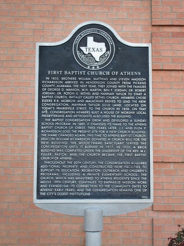 First Baptist Church of Athens Marker image. Click for full size.