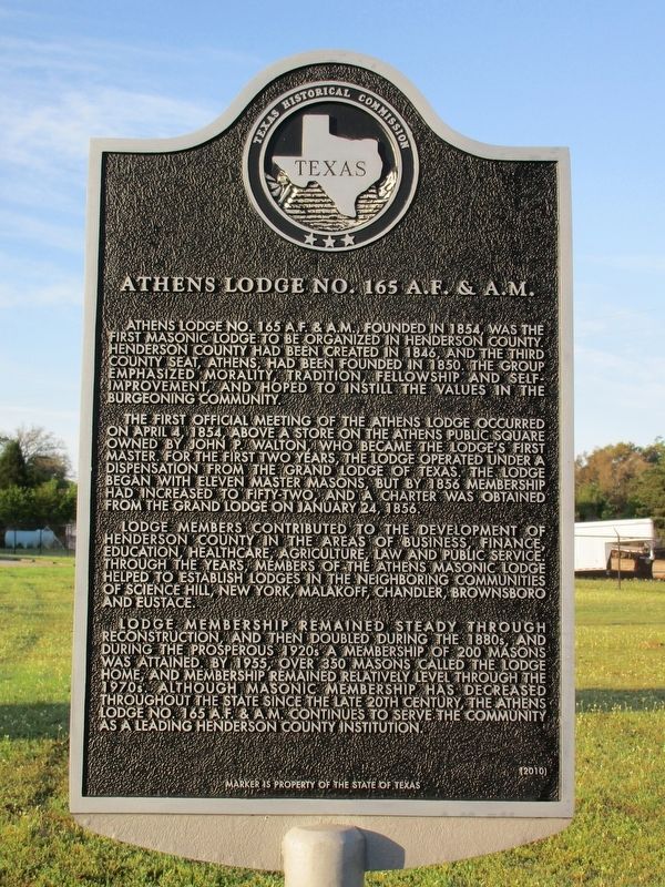 Athens Lodge No. 165 A.F. & A.M. Marker image. Click for full size.
