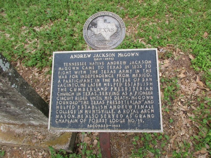 Andrew Jackson McGown Marker image. Click for full size.