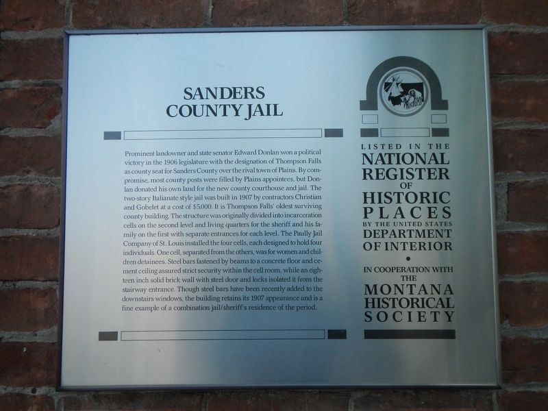 Sanders County Jail Marker image. Click for full size.