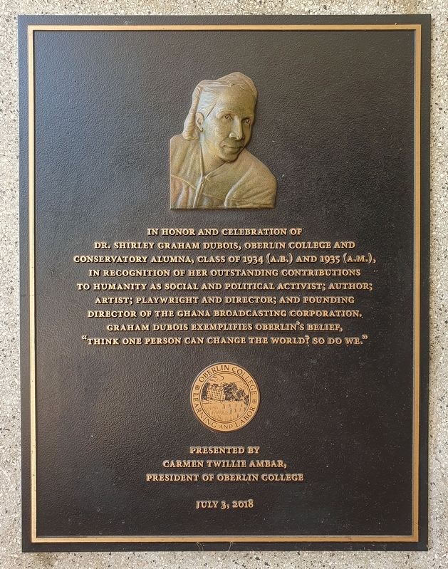 Dr. Shirley Graham DuBois Marker image. Click for full size.