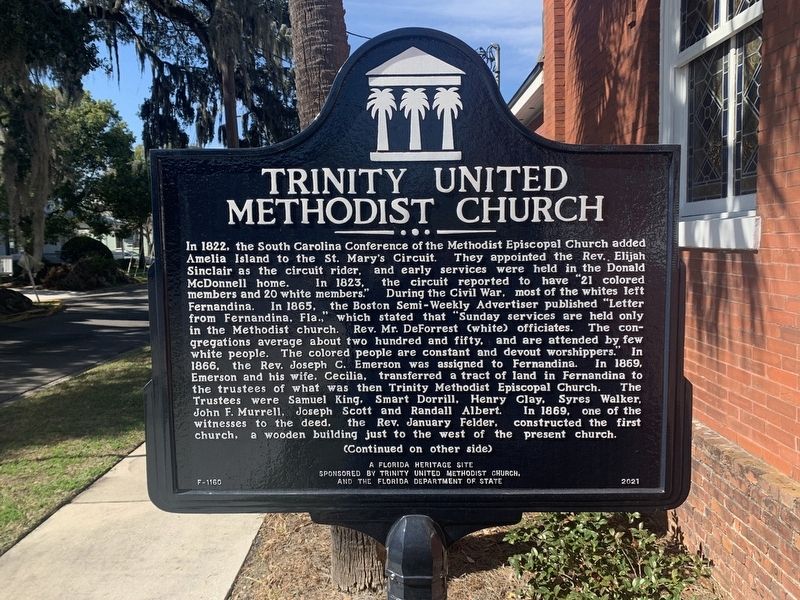 Trinity United Methodist Church Marker Side 1 image. Click for full size.