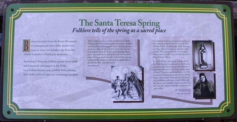 The Santa Teresa Spring Marker. Click for full size. The Santa Teresa Spring Marker image. Click for full size.