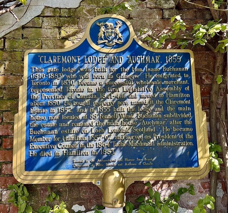 “Clairmont Lodge” and “Auchmar”, 1855 Marker. Click for full size. “Clairmont Lodge” and “Auchmar”, 1855 Marker image. Click for full size.