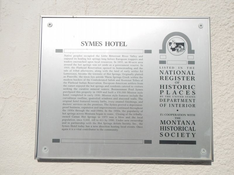 Symes Hotel Marker image. Click for full size.