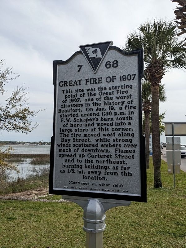Great Fire of 1907 Marker, Side One. Click for full size. Great Fire of 1907 Marker, Side One image. Click for full size.