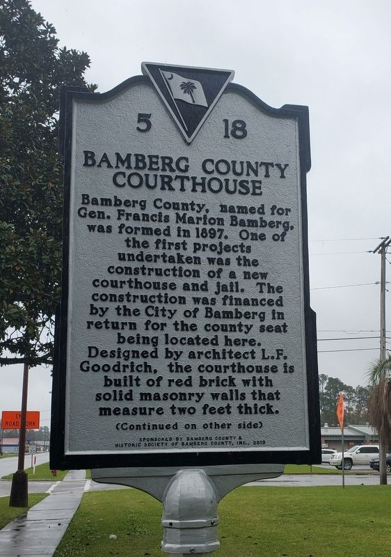 Bamberg County Courthouse Marker image. Click for full size.