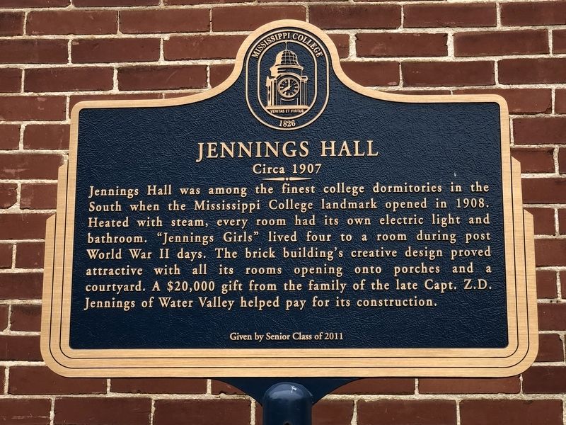 Jennings Hall Marker image. Click for full size.