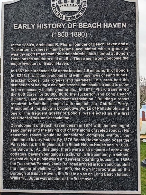 Early History of Beach Haven Marker image. Click for full size.