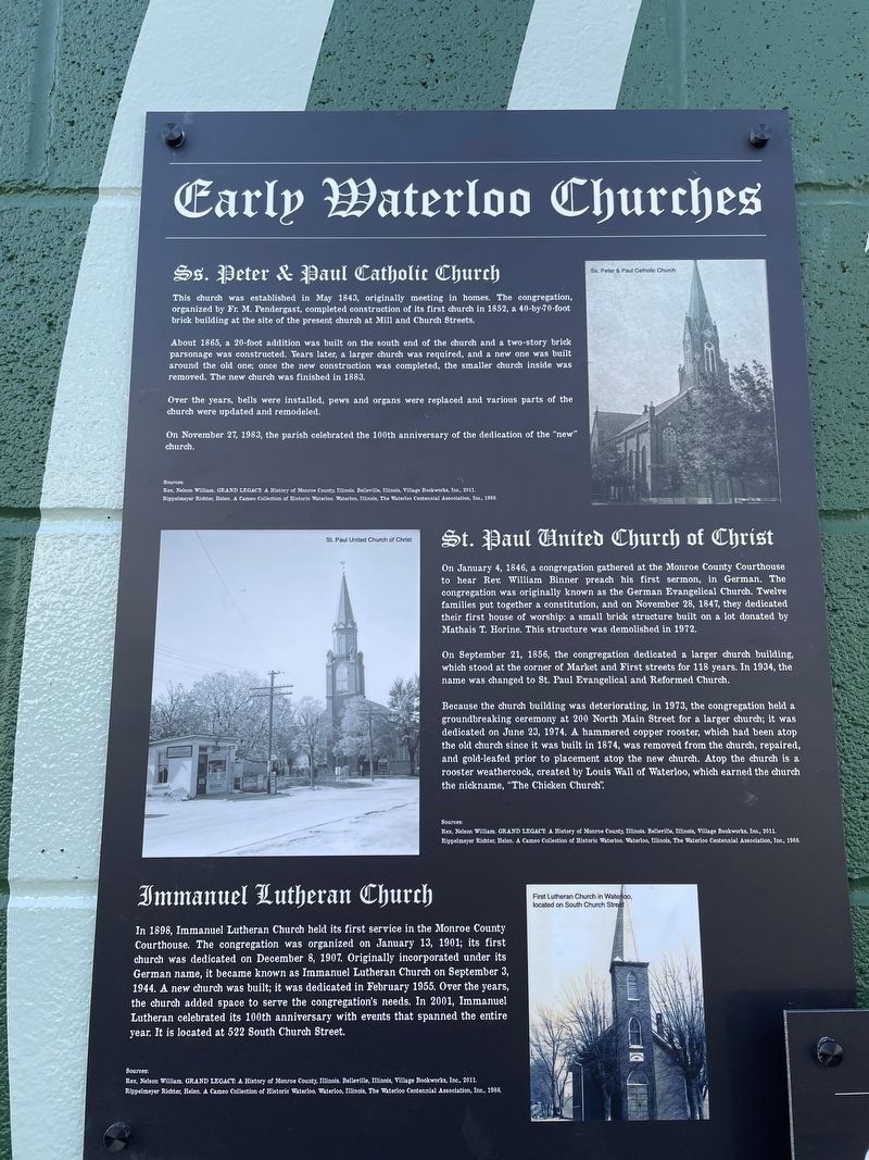 Early Waterloo Churches Marker image. Click for full size.