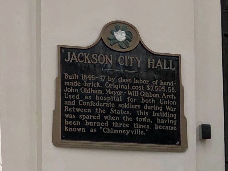 Jackson City Hall Marker (on west side). Click for full size. Jackson City Hall Marker (on west side) image. Click for full size.