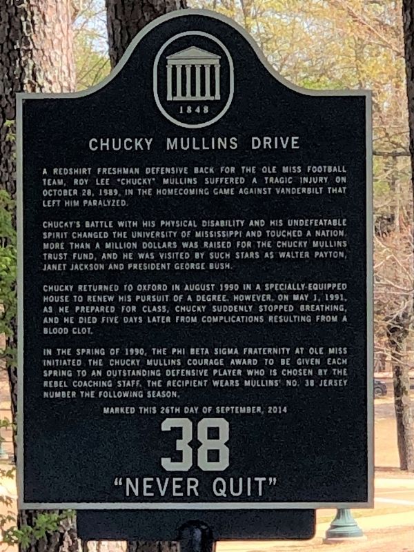 Chucky Mullins Drive Marker image. Click for full size.