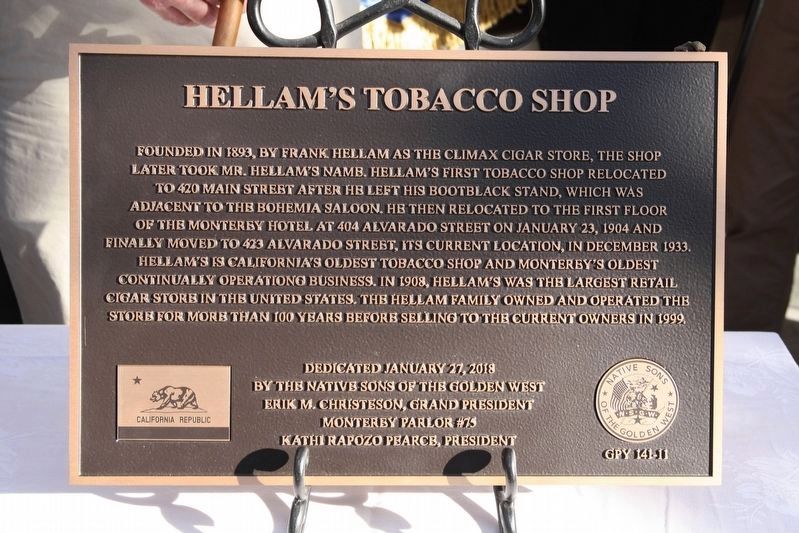 Hellam's Tobacco Shop Marker image. Click for full size.