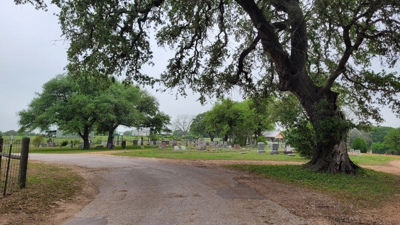 The view of the Oak Hill Cemetery and Marker from the road image. Click for full size.