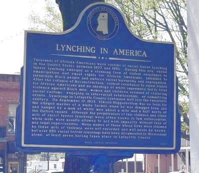 Lynching in America side of marker image. Click for full size.