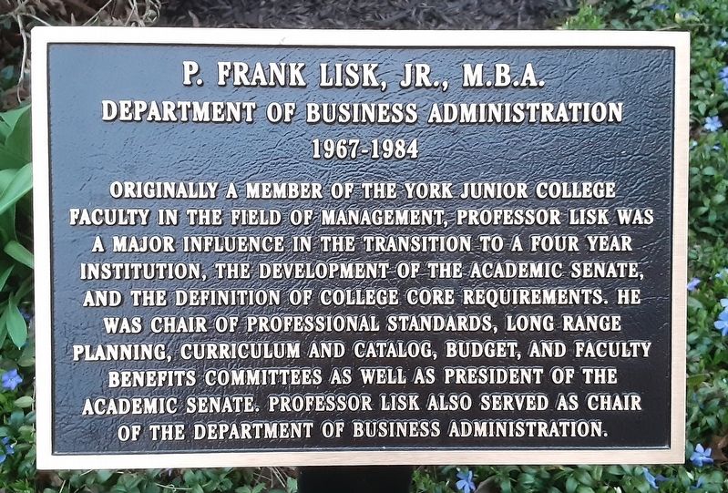 P. Frank Lisk, Jr., M.B.A. Marker image. Click for full size.