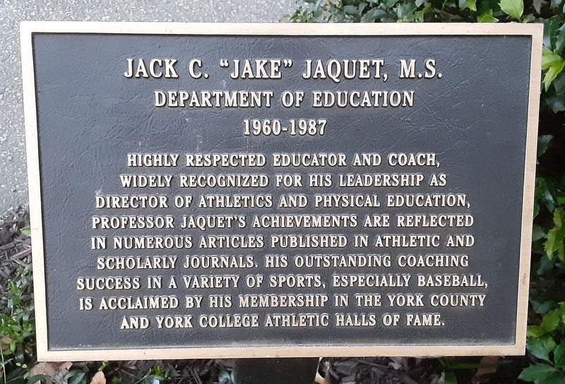 Jack C. "Jake" Jaquet, M.S. Marker image. Click for full size.