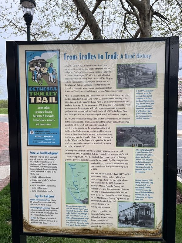 From Trolley to Trail: A Brief History Marker image. Click for full size.
