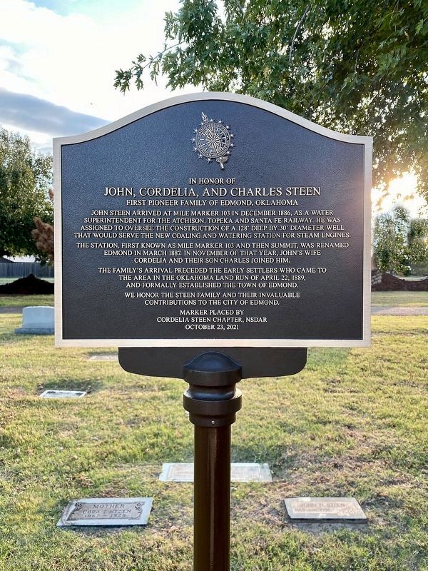 First Pioneer Family of Edmond, Oklahoma Marker image. Click for full size.