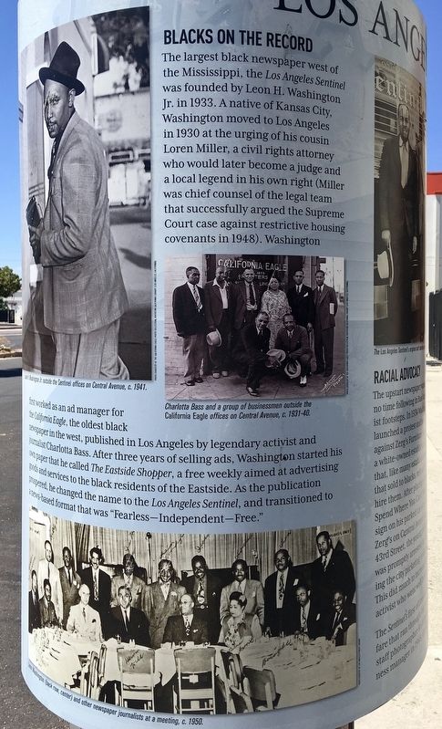 Los Angeles Sentinel Marker. Click for full size. Los Angeles Sentinel Marker image. Click for full size.