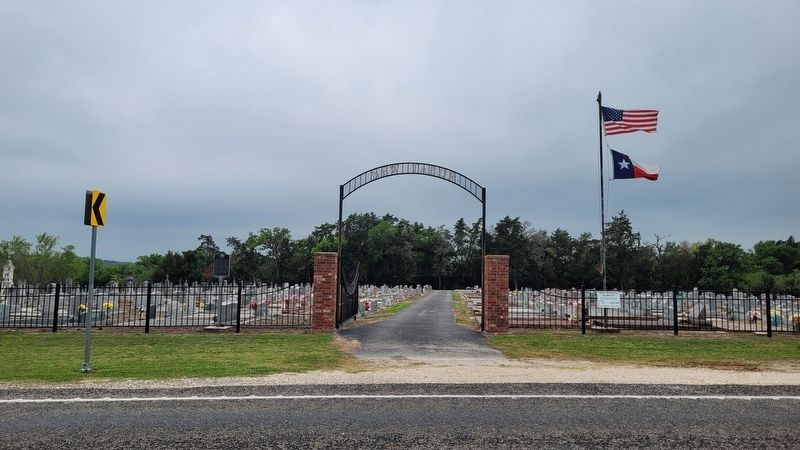 The view of New Tabor Cemetery and Marker from across the street image. Click for full size.