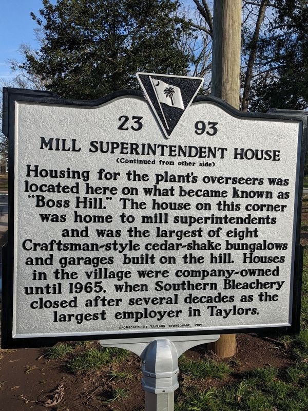 Mill Superintendent House side of marker image. Click for full size.