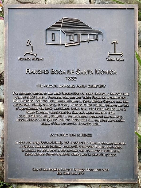 Rancho Boca de Santa Monica Marker image. Click for full size.