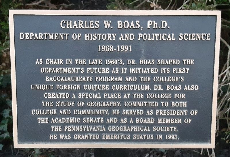 Charles W. Boas, Ph.D. Marker. Click for full size. Charles W. Boas, Ph.D. Marker image. Click for full size.
