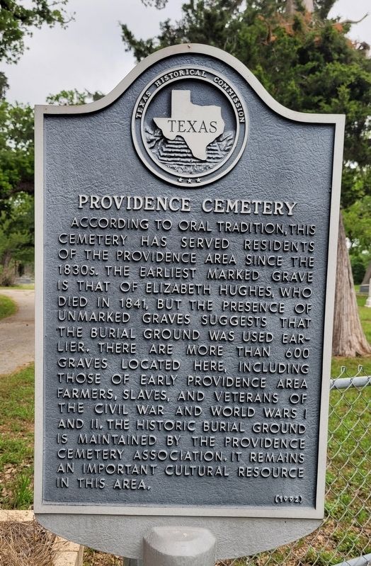 Providence Cemetery Marker. Click for full size. Providence Cemetery Marker image. Click for full size.