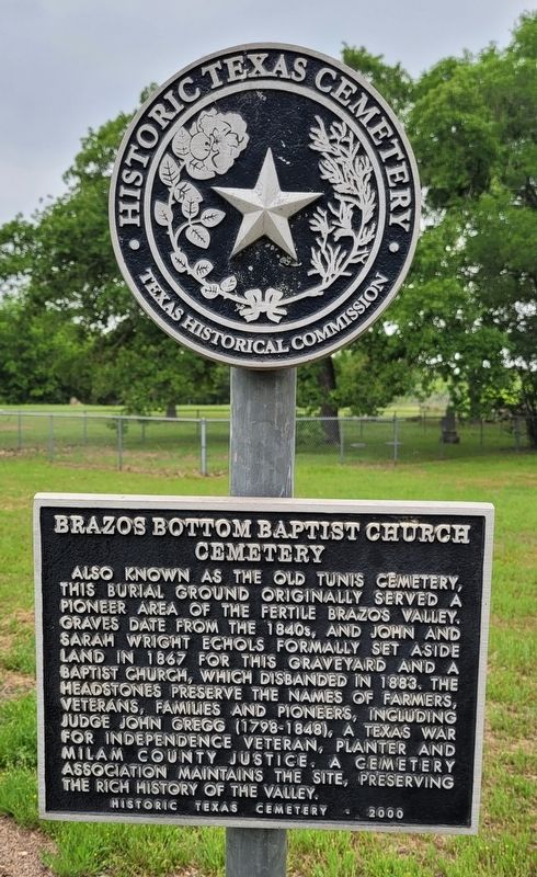 Brazos Bottom Baptist Church Cemetery Marker. Click for full size. Brazos Bottom Baptist Church Cemetery Marker image. Click for full size.