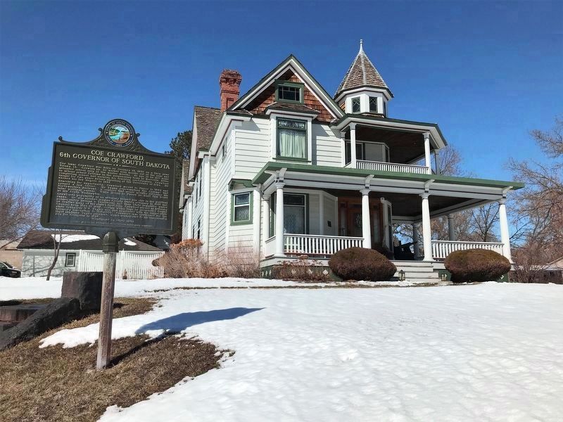Coe Crawford, 6th Governor of South Dakota Marker at the house he built. Click for full size. Coe Crawford, 6th Governor of South Dakota Marker at the house he built image. Click for full size.